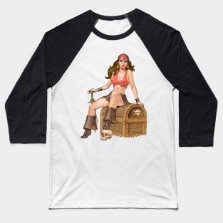 Pirate Girl Color Version Baseball T-Shirt